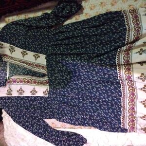 Floral Bohemian Dress with Patterned Trim